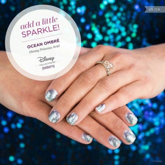 JAMBERRY Retired Disney Little Mermaid Ocean Ombré Nail Wraps - Picture 1 of 4